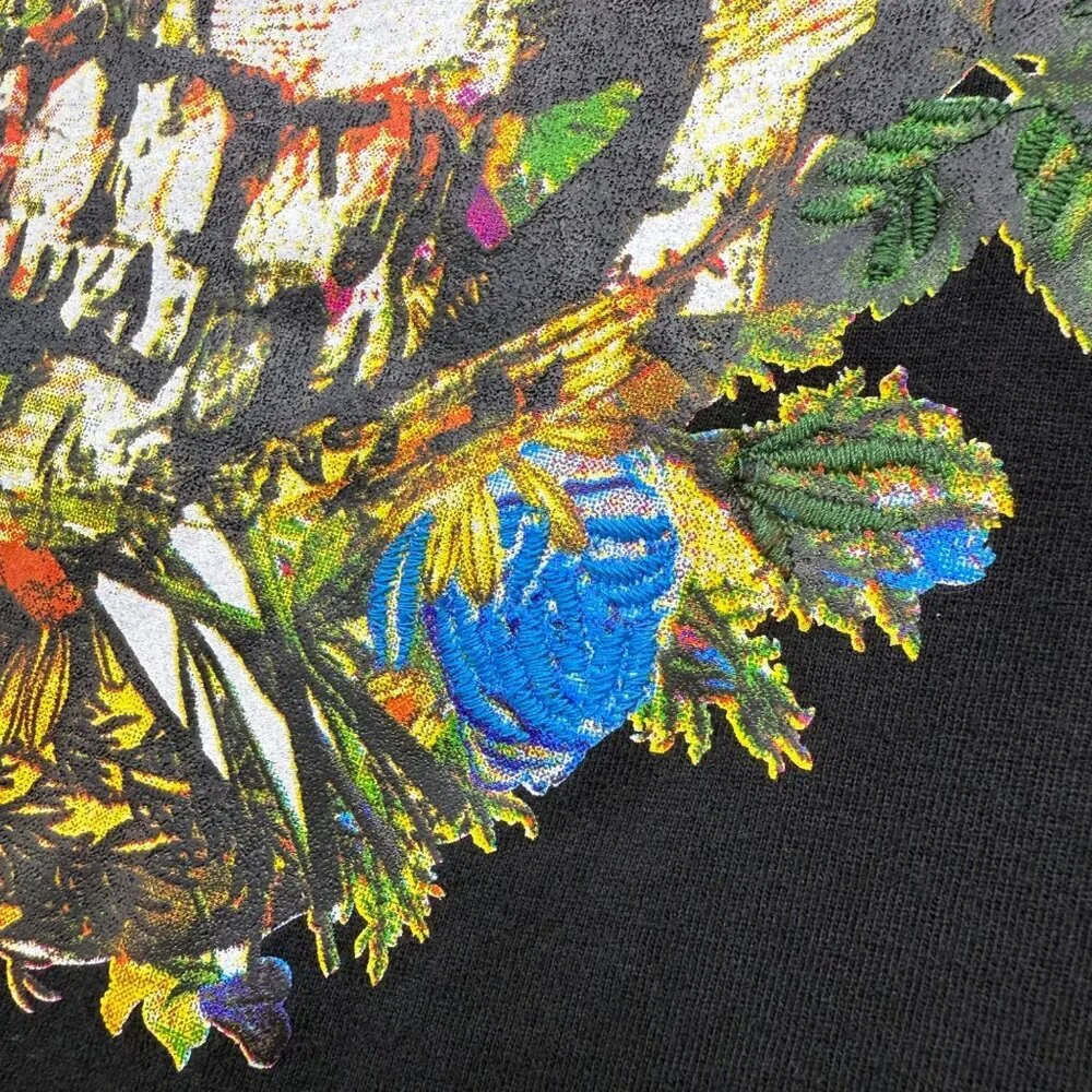 RARE True Religion Skull Bloom Flowers Sugar Skull Long Sleeve Tee Black Mens XL